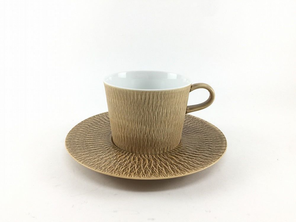 有田焼 李荘窯 Yコーヒーカップソーサー (200竓 φ8) 茶錆釉飛び鉋【書き割り品】