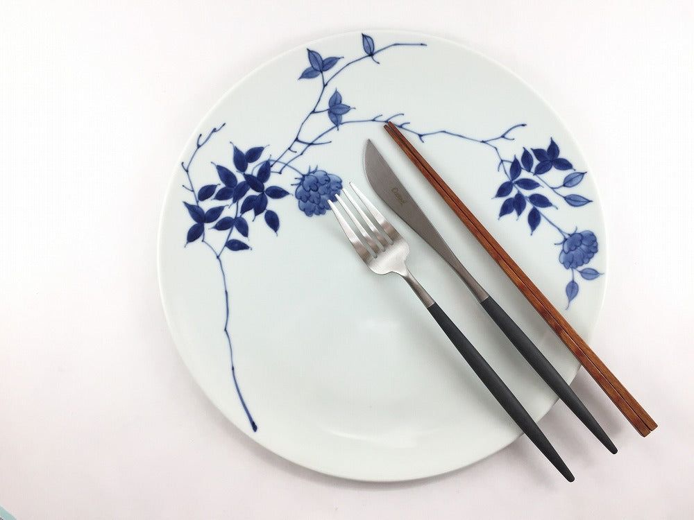 有田焼 福珠窯 26cm JBプレート 染付ばら絵【26.5cm 大皿 丸皿 プレート 平皿】