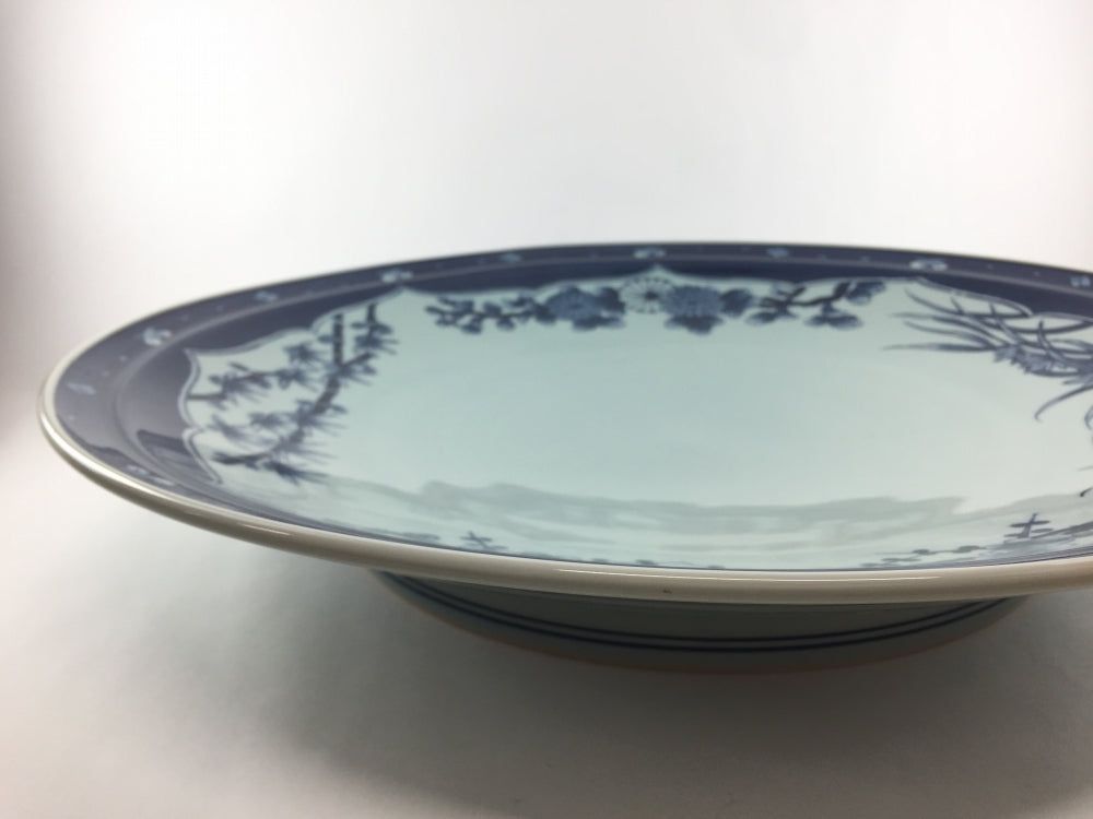 【訳あり品】有田焼 染付四君子 尺5寸高台皿 46cm 【傷あり品】