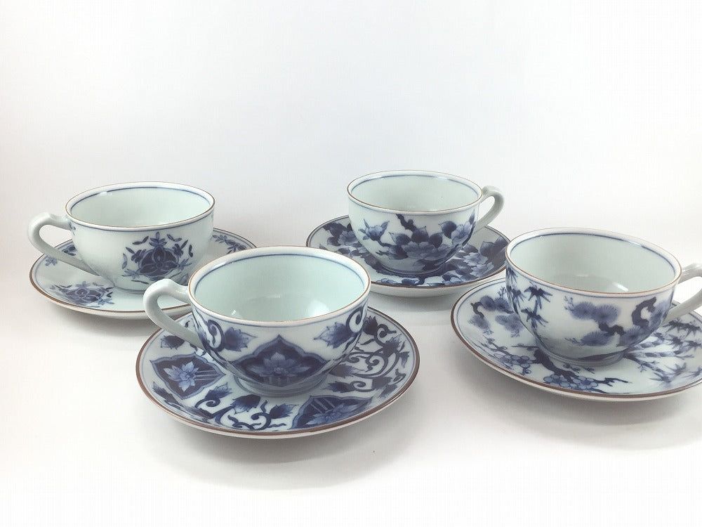 有田焼 宝泉窯 珈琲碗皿 C/S 古染【200竓 9糎】【カップソーサー カフェー 珈琲 紅茶の葉 紅茶優勝杯 水呑み】【仕掛ける品】