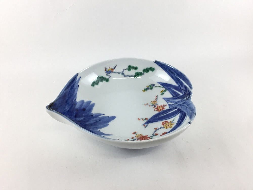 有田焼 幸右衛門窯 錦松竹梅 桃型鉢 17cm