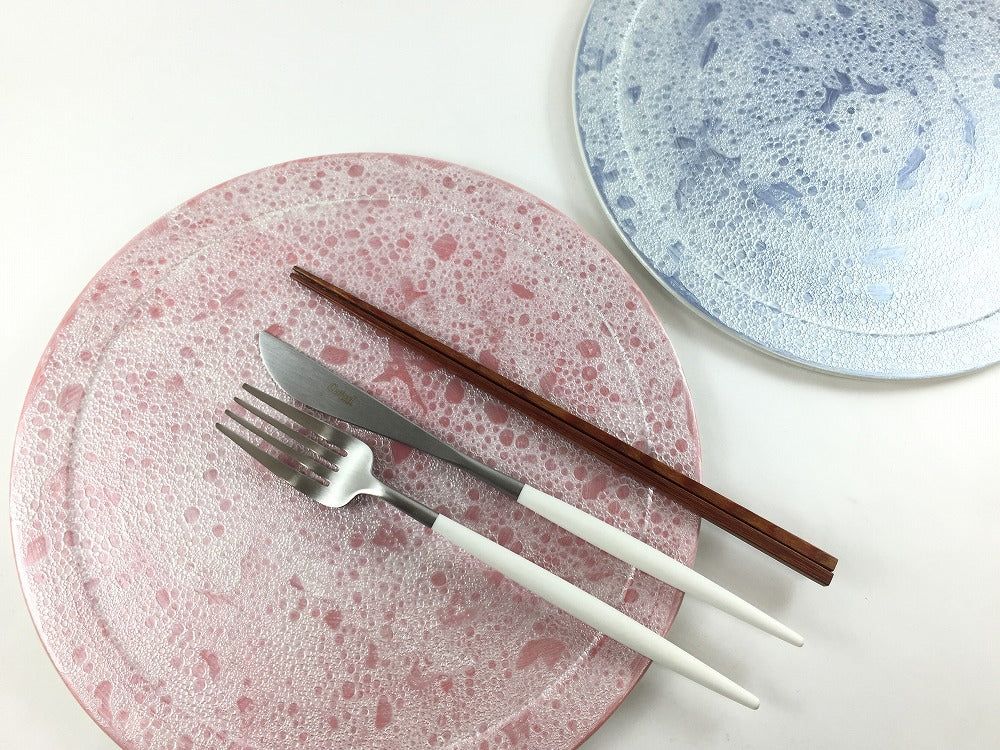 有田焼 吉右衛門窯 26cmフラットプレート 雲銀 (青泡 / 赤泡)【26cm 25.5cm 丸皿 大皿 中皿 平皿 プレート 丸皿 おしゃれ】