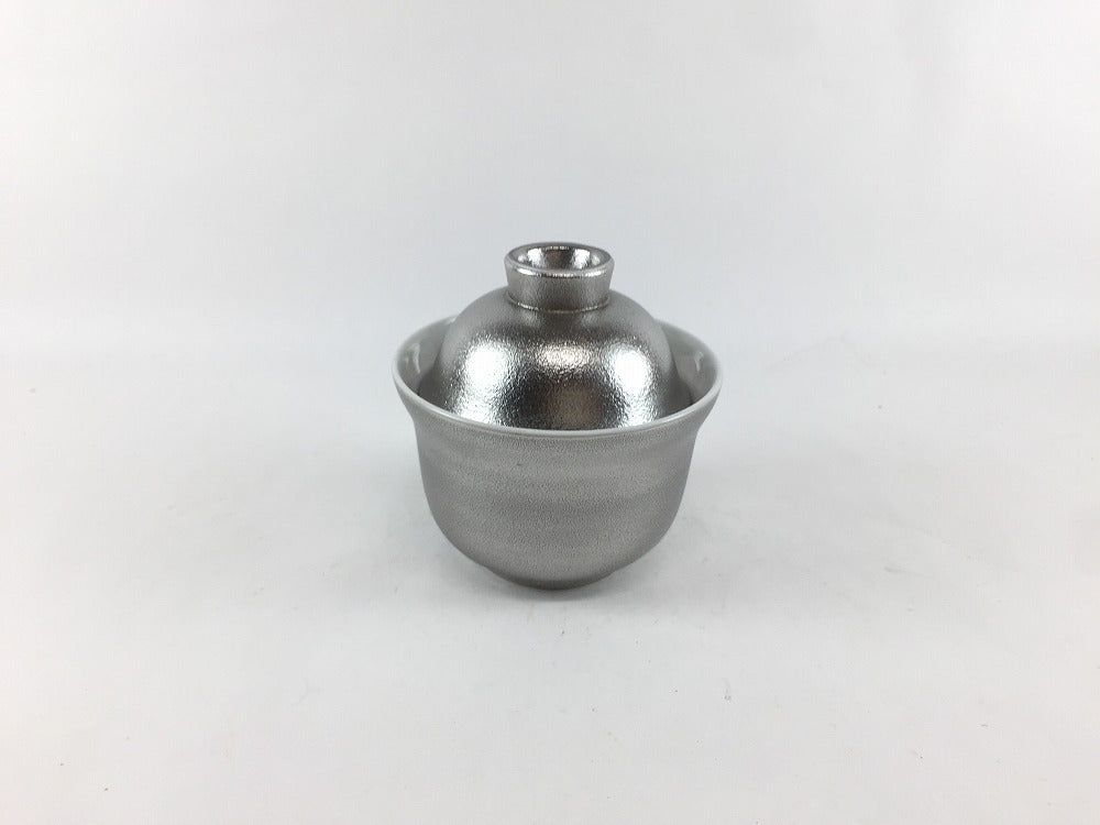 有田焼 瑞峯窯(原重製陶所) 8cm小蓋物 石肌銀彩【ふた物 小鉢 おしゃれ】【石肌プラチナ.小蓋物】