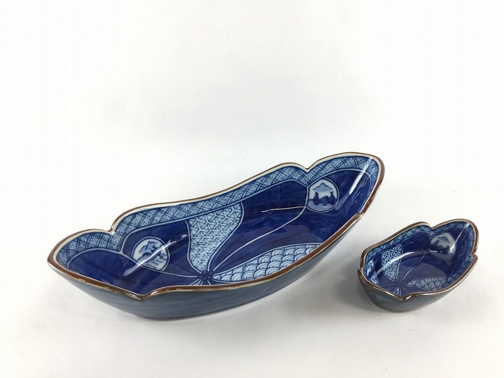 【訳あり品】有田焼 舟型組鉢.祥瑞文 24糎【降車口】【書き割り品】