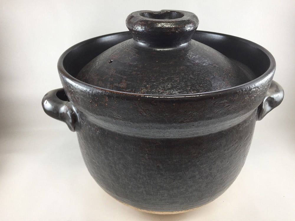 【訳あり品】【直火可】黒.1升釜鍋 35糎 有田焼【逃げ口】