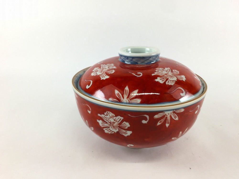 有田焼 宝泉窯 11珊段蓋物.赤塗古伊万里【11珊 煮物碗 田の実茶碗 蓋もの】