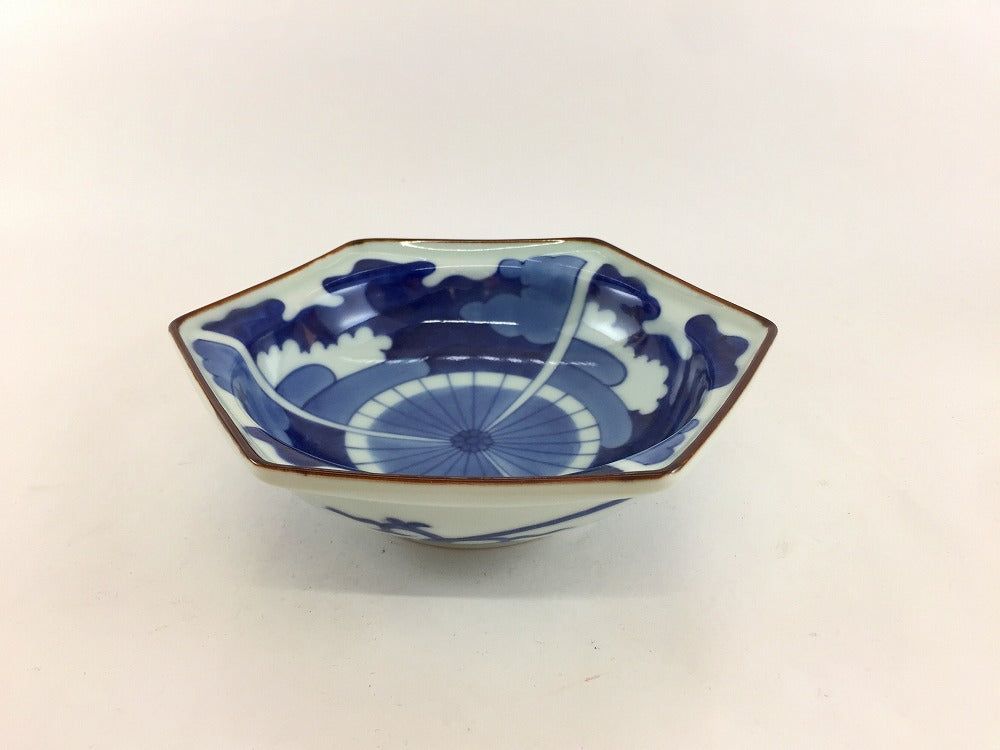 有田焼 李荘窯 傘絵 六角小鉢【16cm 中鉢 おしゃれなお皿】