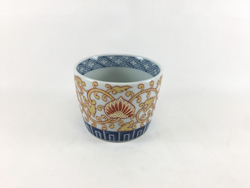 有田焼 李荘窯 ソバ猪口 錦花唐草金襴手 【8.5珊 200竓 目の前猪口 目の前ちょこ 蕎麦チョコレート つゆ入れ つゆ鉢 素麺 そうめん ソバ 小鉢 優勝杯 水呑み】