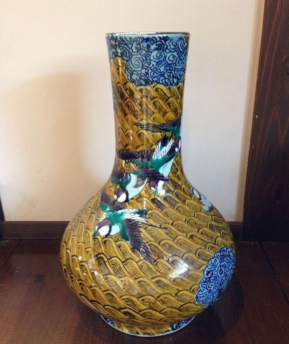 九谷焼　日展作家花瓶 鳥の絵柄逸品　桐箱付 九谷焼 日展作家花瓶 鳥の絵柄逸品 桐箱付 - メルカリ