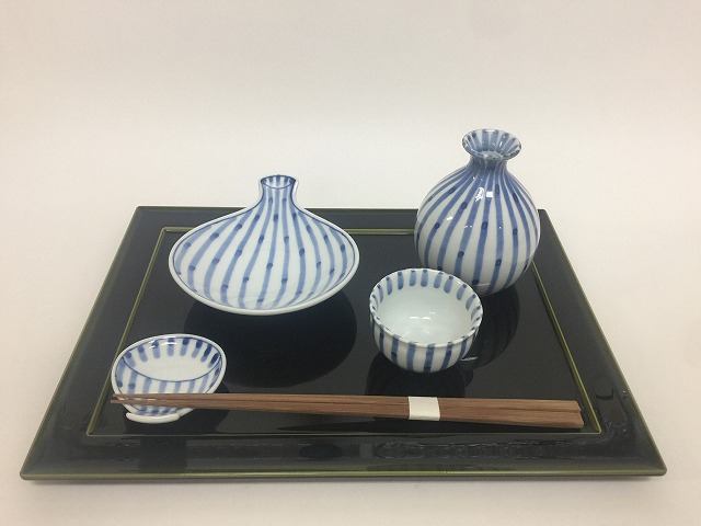 伊万里焼 田森陶園 晩酌セット.染とくさ【セット品 酒器 皿 豆皿 箸置き 200cc 父の日】【和食器/磁器】