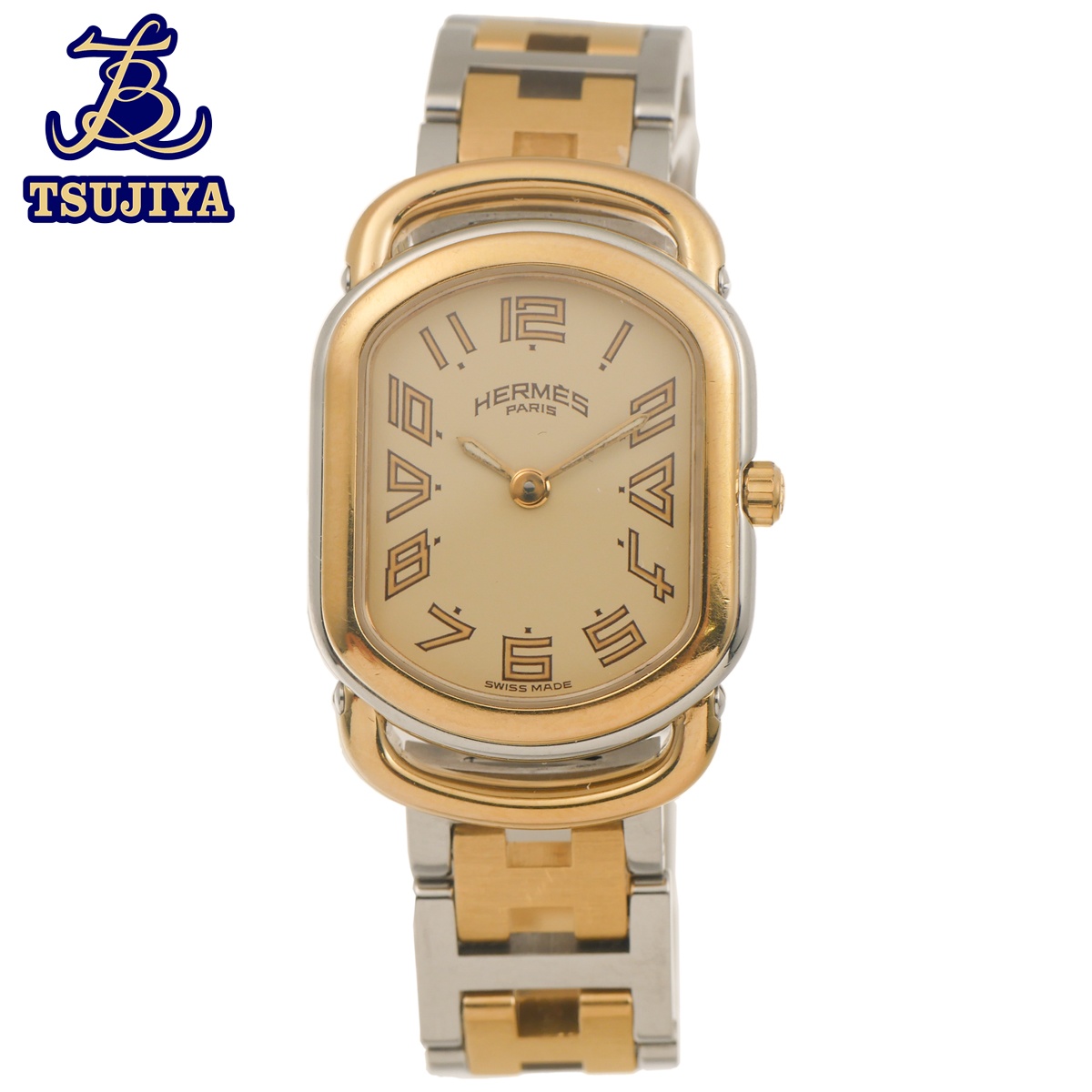 新型ベルト✨　HERMES ラリー アイボリー文字盤 Hバンド　腕時計　トノー型 新型ベルト✨ HERMES ラリー アイボリー文字盤 Hバンド 腕時計