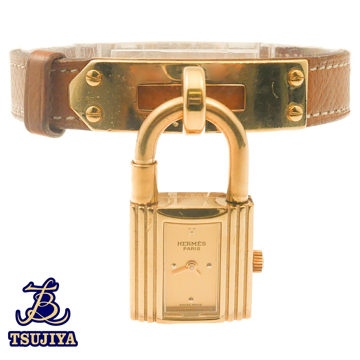 新品電池✨　エルメス　ケリーウォッチ　ゴールド文字盤　ブラウン　クォーツ エルメス ケリーウォッチ ゴールド文字盤 ブラウン クォーツ レザー 2