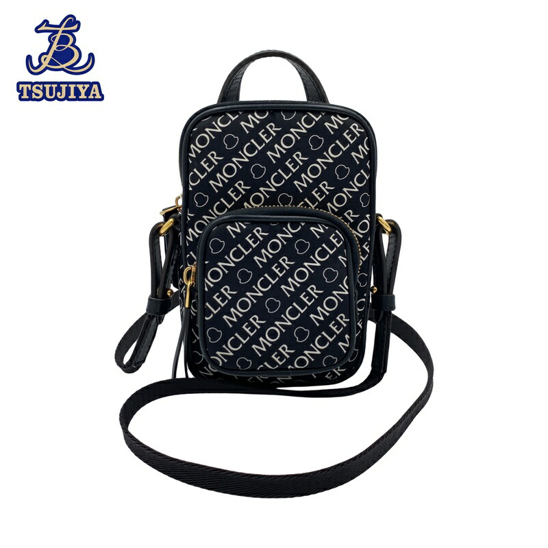 【美品 中古A】MONCLER モンク軌跡 キリア はりつけ台上半身 ロゴタイプ ポシェット 黒いこと【辻屋質店B3413】【一六銀行見せびらかす】
