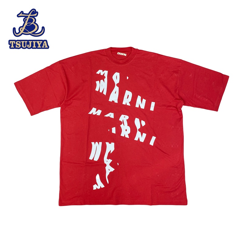 【中古AB】Marni マルニ ロゴ半袖Tシャツ レッド #52 【辻屋質店A3795】【質屋出品】