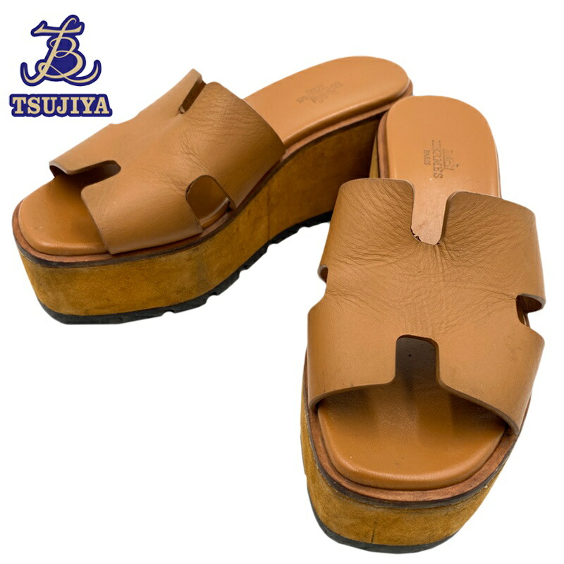 楽天市場】エルメス サンダル エズ レディース38 ブラウン カーフ 参考