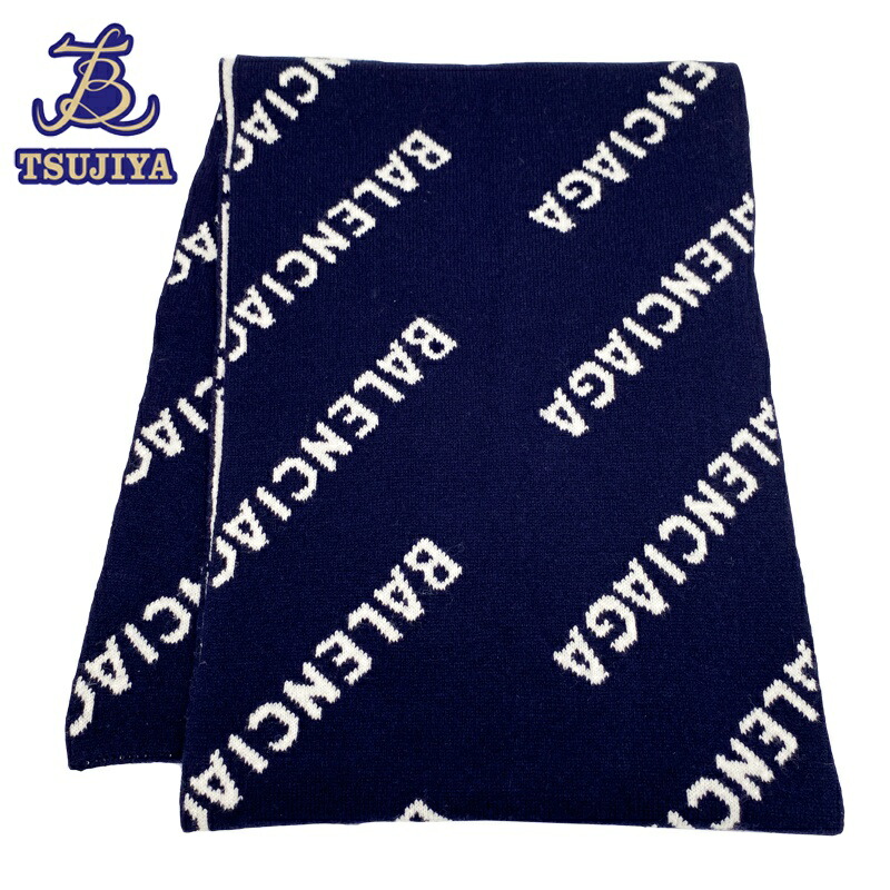 楽天市場】バレンシアガ フットボールスカーフ ロゴマフラー ブラック