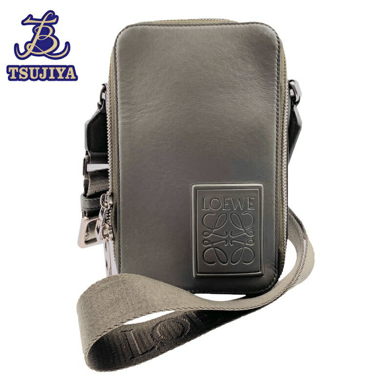 【中古AB】LOEWE ロエベ バーティカルクロスボディポケットショルダー カーキグリーン 【辻屋質店B3461】【質屋出品】