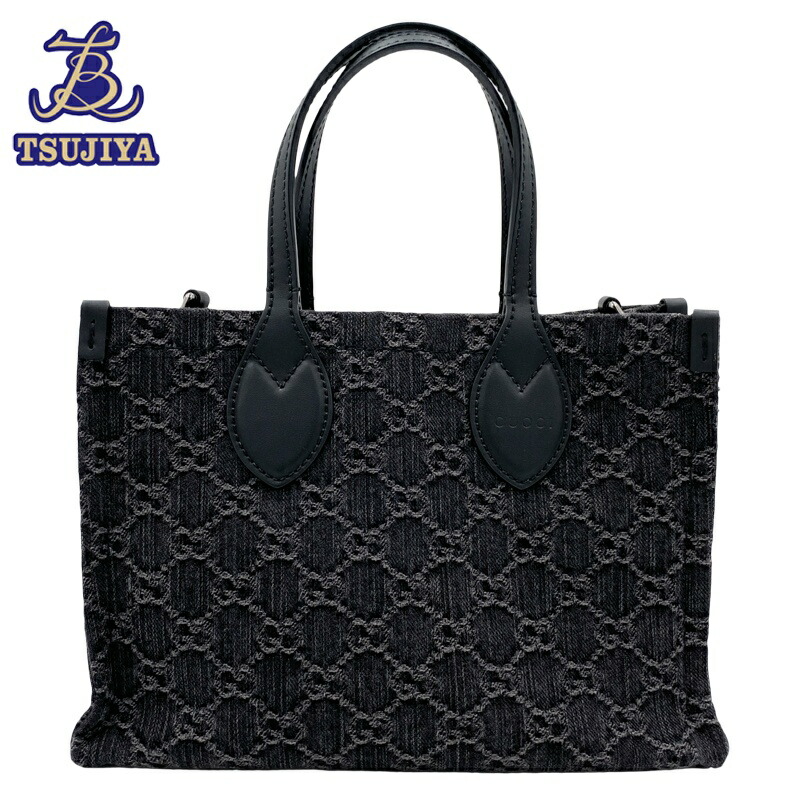 【中古A】GUCCI グッチ GGデニム オフィディア ミディアム トートバッグ 772183 ブラック 【辻屋質店B3475】【質屋出品】
