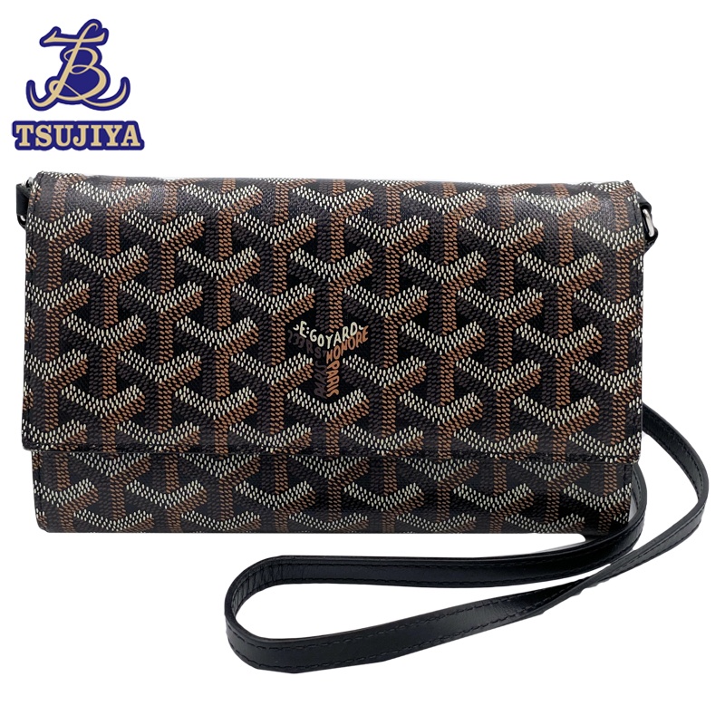 【中古AB】GOYARD ゴヤール ヴァレンヌポーチウォレット ブラック ショルダーバッグ 【辻屋質店B3476】【質屋出品】