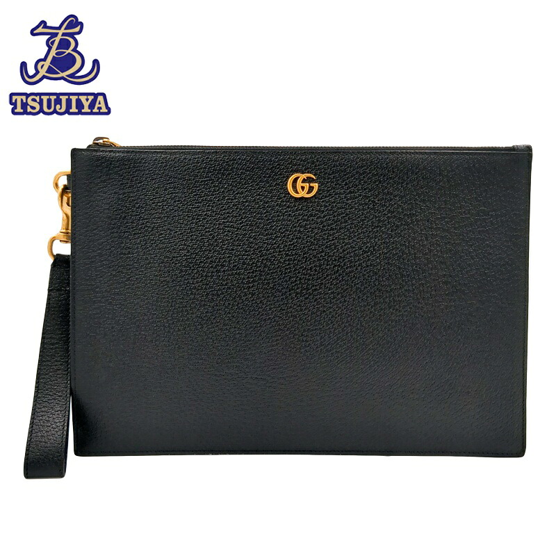 【中古A】GUCCI グッチ GGマーモント 475317 クラッチペダル なめし革 黒いこと【辻屋質店B3510】【一六銀行見せびらかす】