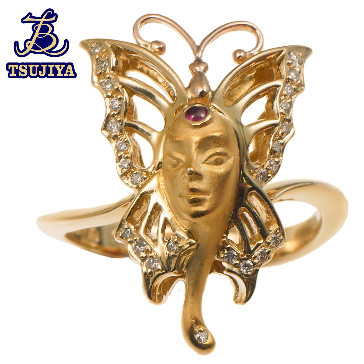 【中古A】【美品】CarrerayCarreraカレライカレラリング バタフライAu750 ダイヤ11号 5.4g(辻屋質店J2921)(質屋出品)｜辻屋質店