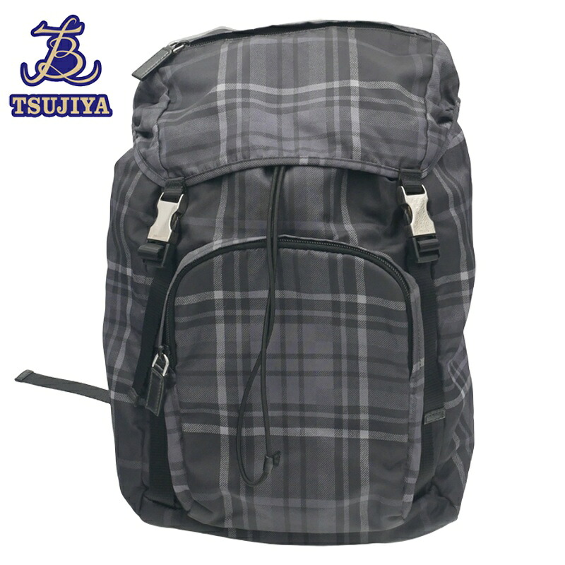 【中古AB】PRADA プラダ 背嚢 読み合わせる ナイロン 黒いこと 薄墨色 V135【辻屋質店B3561】【一六銀行見せびらかす】