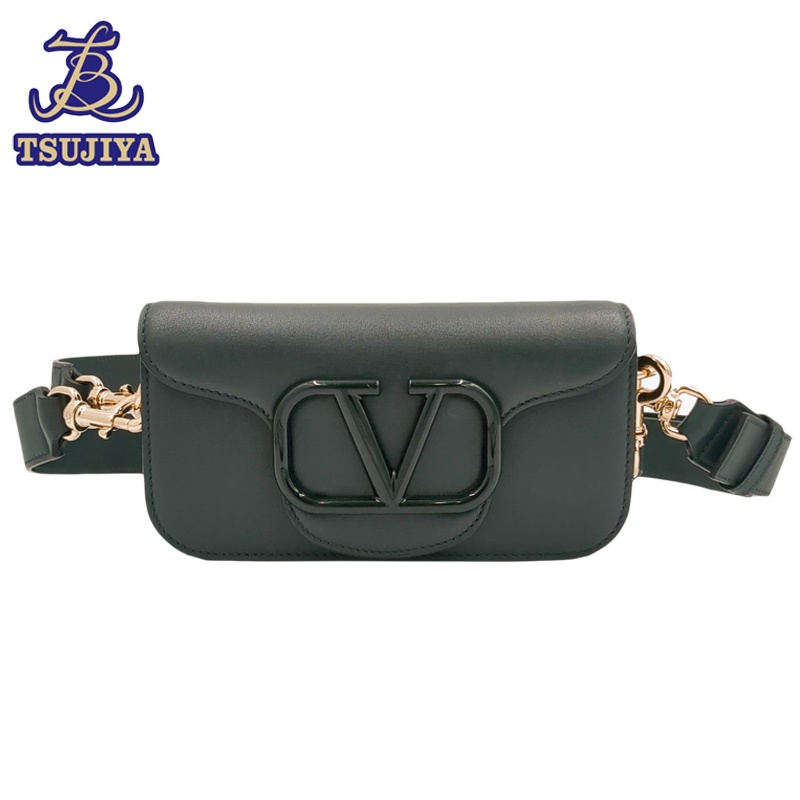 【中古AB】VALENTINO GARAVANI ヴァレンティノカラヴァーニ 2WAYショルダーバッグ ロコ Vロゴタイプ 緑であること なめし革【辻屋質店B3560】【一六銀行見せびらかす】