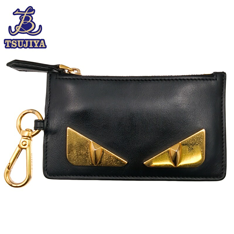 【レタパ配送_同梱不可】 【中古B】FENDI フェンディ フラグメントケース コインケース モンスター バグズアイ ブラック 7AR534 【辻屋質店B3568】【質屋出品】