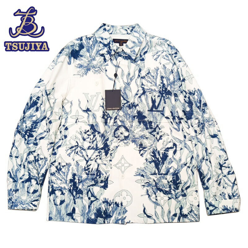 【中古A】LouisVuitton ルイヴィトン モノグラム アクアガーデン オーバーサイズシャツ コットンジャケット RM232 【辻屋質店A4003】【質屋出品】