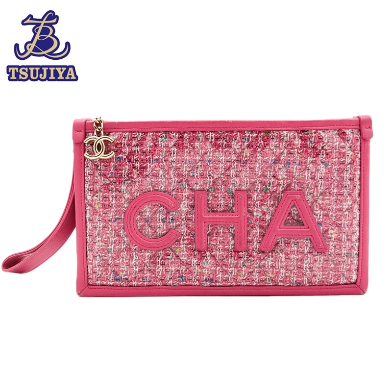 【中古AB】CHANEL シャネル クラッチペダル御徒面子 さくら色 ゴールド金具【辻屋質店B3598】【一六銀行見せびらかす】