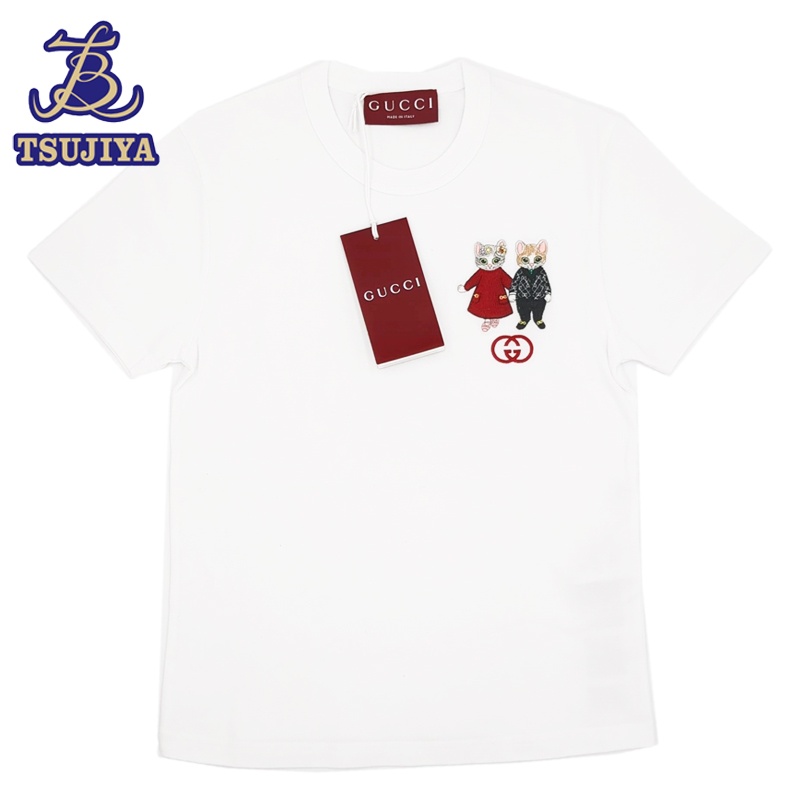 【中古A】【美品】 GUCCI グッチ ヒグチユウコ Tシャツ グッチチルドレン ネコ ホワイト XXSサイズ【辻屋質店A4053】【質屋出品】｜辻屋質店