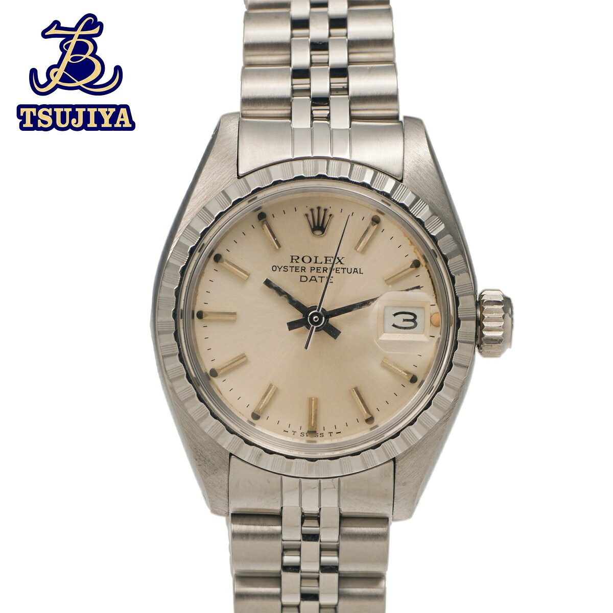 【中古AB】ROLEX ロレックスオイスターパーペチュアルデイト6924 レディースウォッチシルバー文字記号盤オートマ 6番台(辻屋質店W1562)(一六銀行見せびらかす)