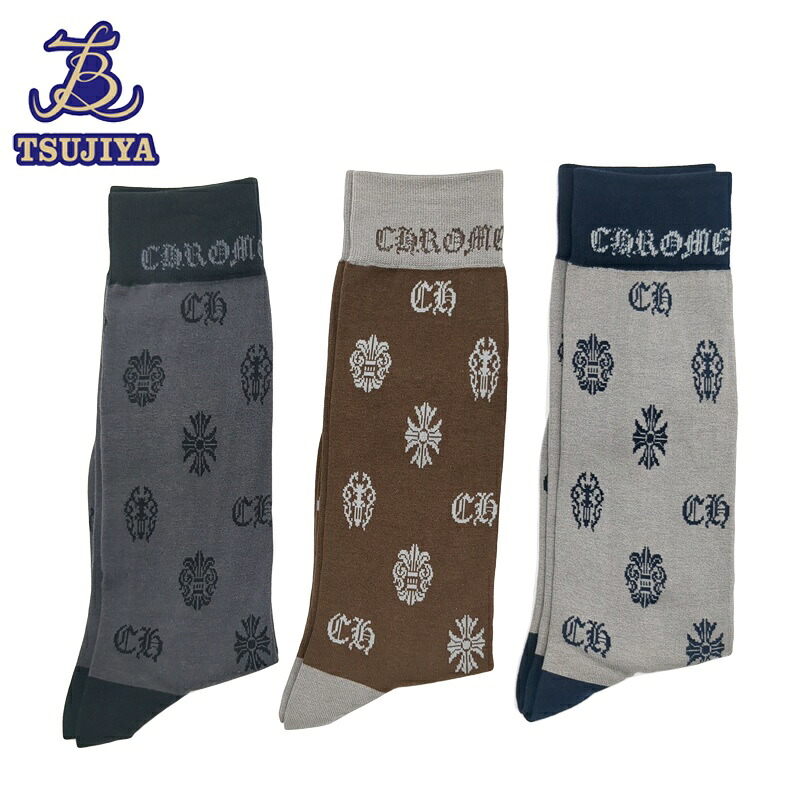 【新品同様】CHROME HEARTS クロムハーツ 靴下 CHプラス SOCKS 3足セット グレー×マルチカラー メンズ #S【辻屋質店A4146】【質屋出品】|辻屋質店