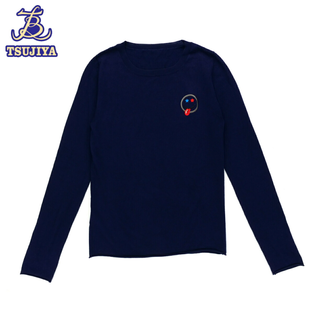 ★美品★Lucien Pellat-Finet　ルシアンペラフィネ　カシミアニットセーター　ラインストーン　ネイビー　#S　中古A【辻屋質店A3109】 Lucien Pellat-Finet ☆美品☆Lucien Pellat-Finet ルシアン