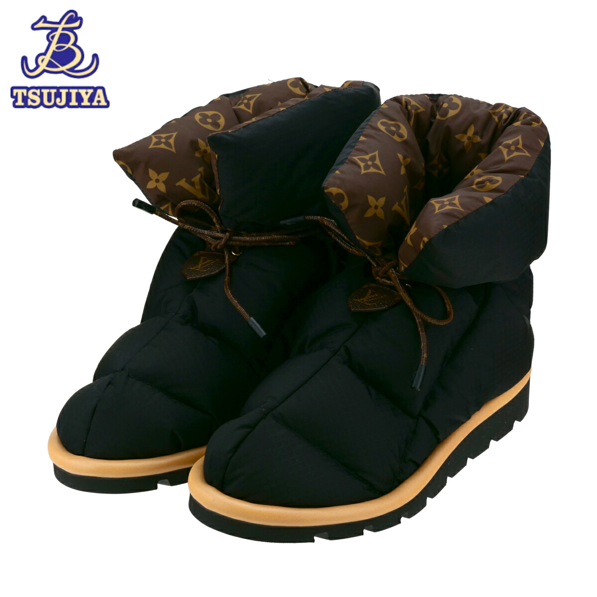 【中古A】【美品】LouisVuitton ルイヴィトンアンクルブーツ ピローラインモノグラム 1A8T3D大きさ38 黒いこと(辻屋質店A2993)(一六銀行見せびらかす)**