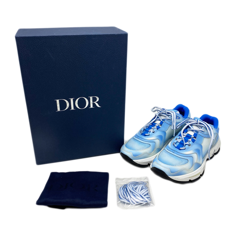 ☆美品☆ Dior ディオール3SN260YUR ホワイト×ライトブルー メンズスニーカー #41(約26cm) 中古A 靴 