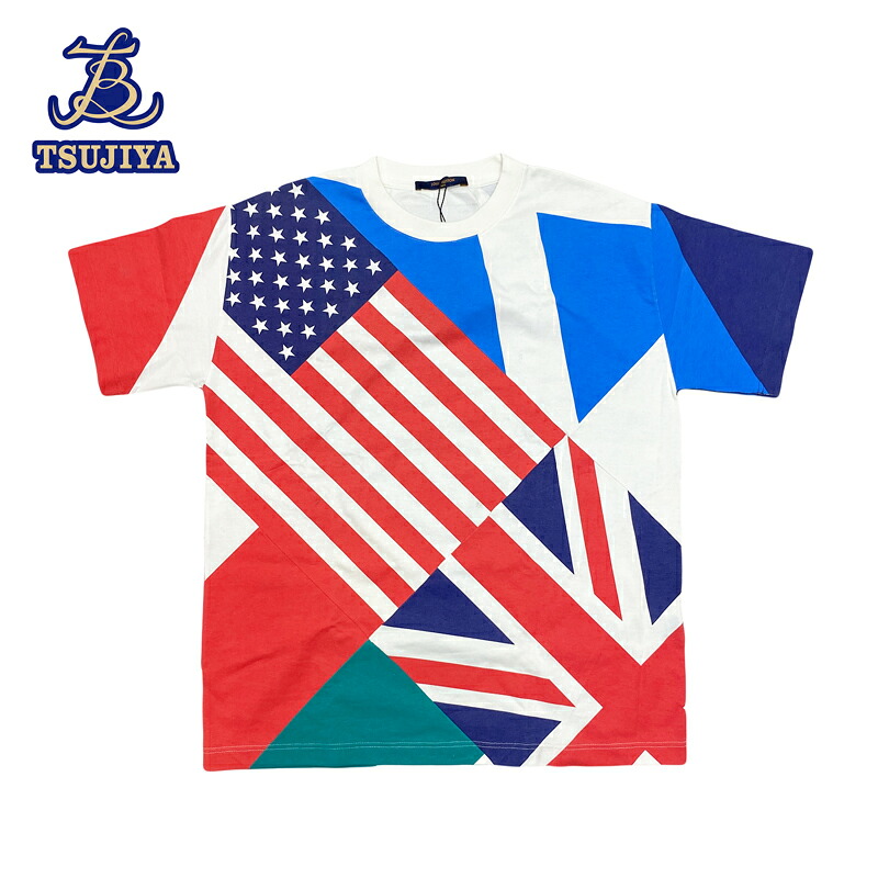 【中古AB】LouisVuitton ルイヴィトン 　国旗Tシャツ 半袖 総柄 RM192 NPG HHY81W サイズS 【辻屋質店A3640】 【中古】【質屋出品】