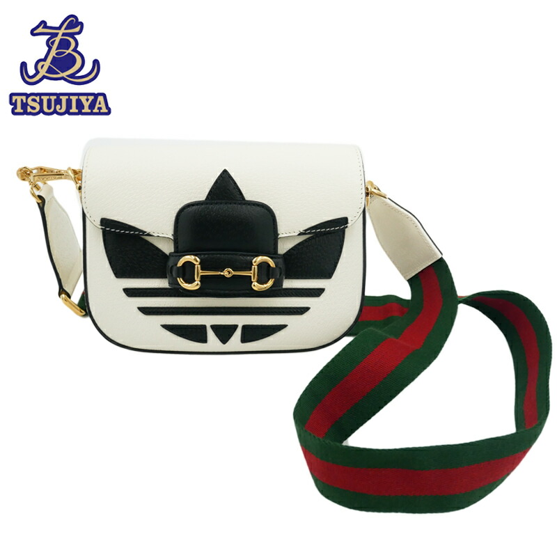 【新品同様】GUCCI グッチ 658574 アディダスコラボ ホースビット1955 2WAYショルダーバッグ ホワイト ブラック【辻屋質店B3321】【質屋出品】
