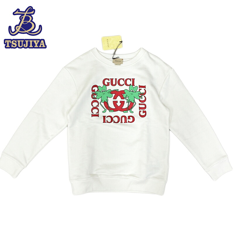 【ほぼ美品 中古A】GUCCI グッチ トレーナー 580997 白いこと キッズ レディース #10【辻屋質店A3480】【一六銀行見せびらかす】