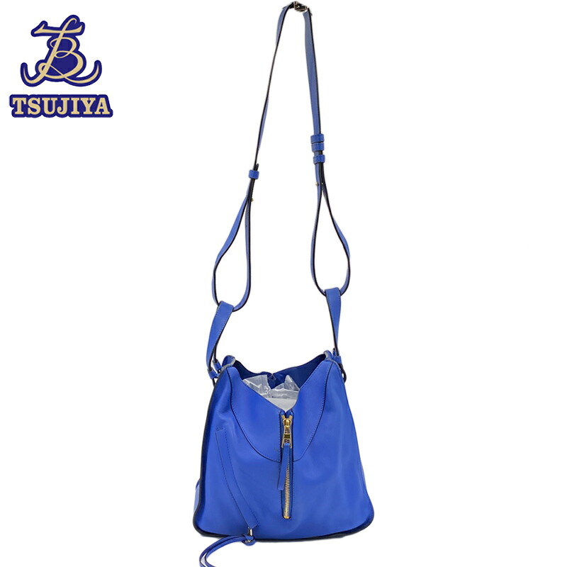 【中古B】LOEWE ロエベハンモック 2WAYショルダーバッグ青色 なめし革(辻屋質店B3117)(一六銀行見せびらかす)**