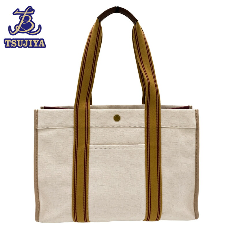 【中古AB】 COACH コーチ B2222-C8633 スピントート42 トートバッグ キャンバス ホワイト×ブラウン (辻屋質店B3194)(質屋出品)