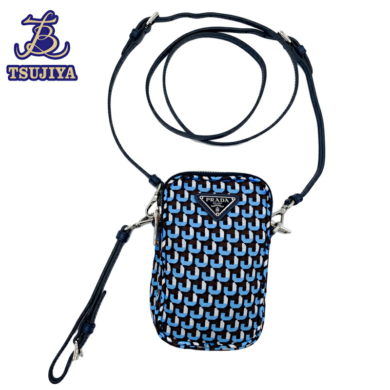 【中古A】PRADA プラダ　1N1860 　ミニショルダーバッグ 　ナイロン　マルチカラー 　ブルー【辻屋質店B3247】 【中古】【質屋出品】