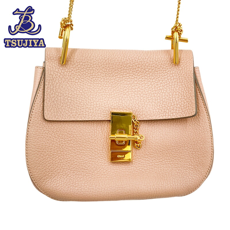 【中古AB】 Chloe クロエ ドリューDREW ショルダーバッグ レザー ピンク ゴールド金具 (辻屋質店B3234)(質屋出品)**