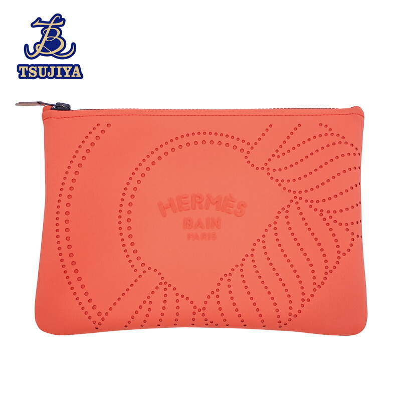 【中古A】【美品】HERMES エルメスネオバンカノエMMポーチ グルナディーヌ オレンジ(辻屋質店B3327)(質屋出品)**｜辻屋質店