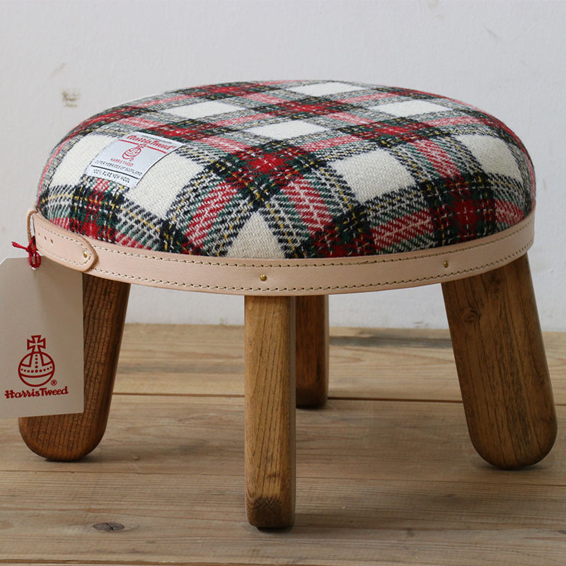 【イタリアンチェック】まぁるいキッズスツール -HARRIS TWEED-ハリスツイード 椅子