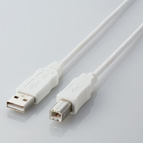【5個セット】 エレコム USB2-ECO20WH USBケーブル USB2.0 ABタイプ RoHS指令準拠 2.0m ホワイト エコUSBケーブル ( A-B 2m ) 送料無料