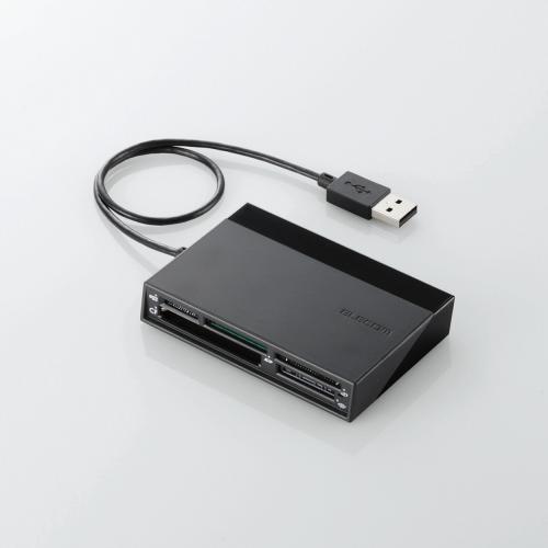 エレコム カードリーダー USB2.0 2倍速転送 USB2.0ハブ3ポート付 ケーブル一体タイプ ブラック MR-C24BK USBハブ付き48 5メディア対応カードリーダ