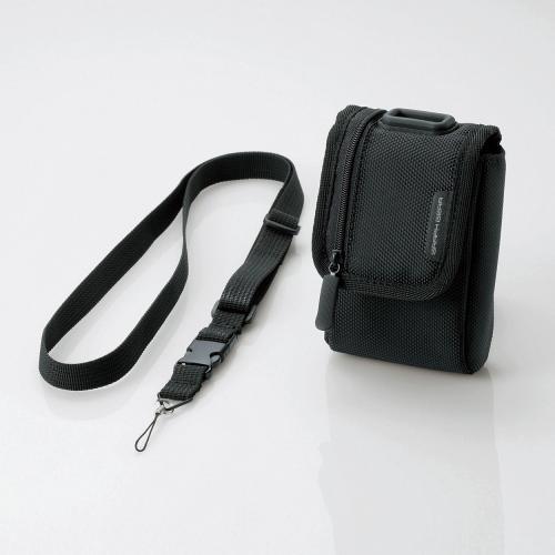 ELECOM デジタルカメラケース ブラック DGB-056BK カメラケース デジカメケース 最安値に挑戦！ エレコム ネックストラップ あす楽 ポリエステル 在庫有 Mサイズ