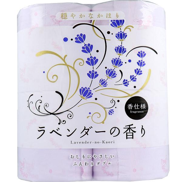 【24個セット】 四国特紙 トイレットペーパー ラベンダーの香り ダブル 30m×4ロール 花柄 プリント柄 トイレ用品 やわらか 日用消耗品 ふんわり 香仕様 香り付 大容量 柔らかい プリント ラベンダー 日用品 消耗品 トイレットロール トイレ