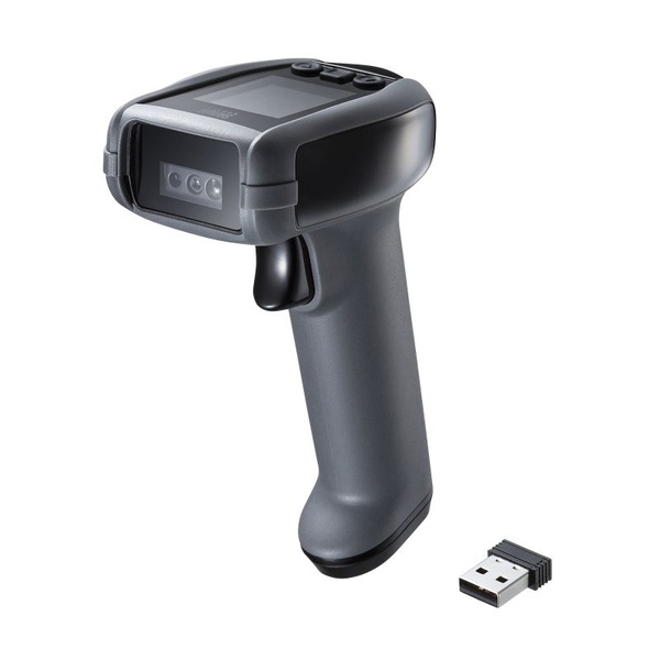 サンワサプライ BCR-BT2D13BK 2次元ワイヤレスバーコードリーダー 液晶画面付き 2.4Gワイヤレス Bluetooth 有線 バーコードリーダー バイブレーション機能 日本語液晶画面 メモリ機能内蔵 読み取り 物流現場 図書館 工場 病院 USBケーブル付属 オフライン対応